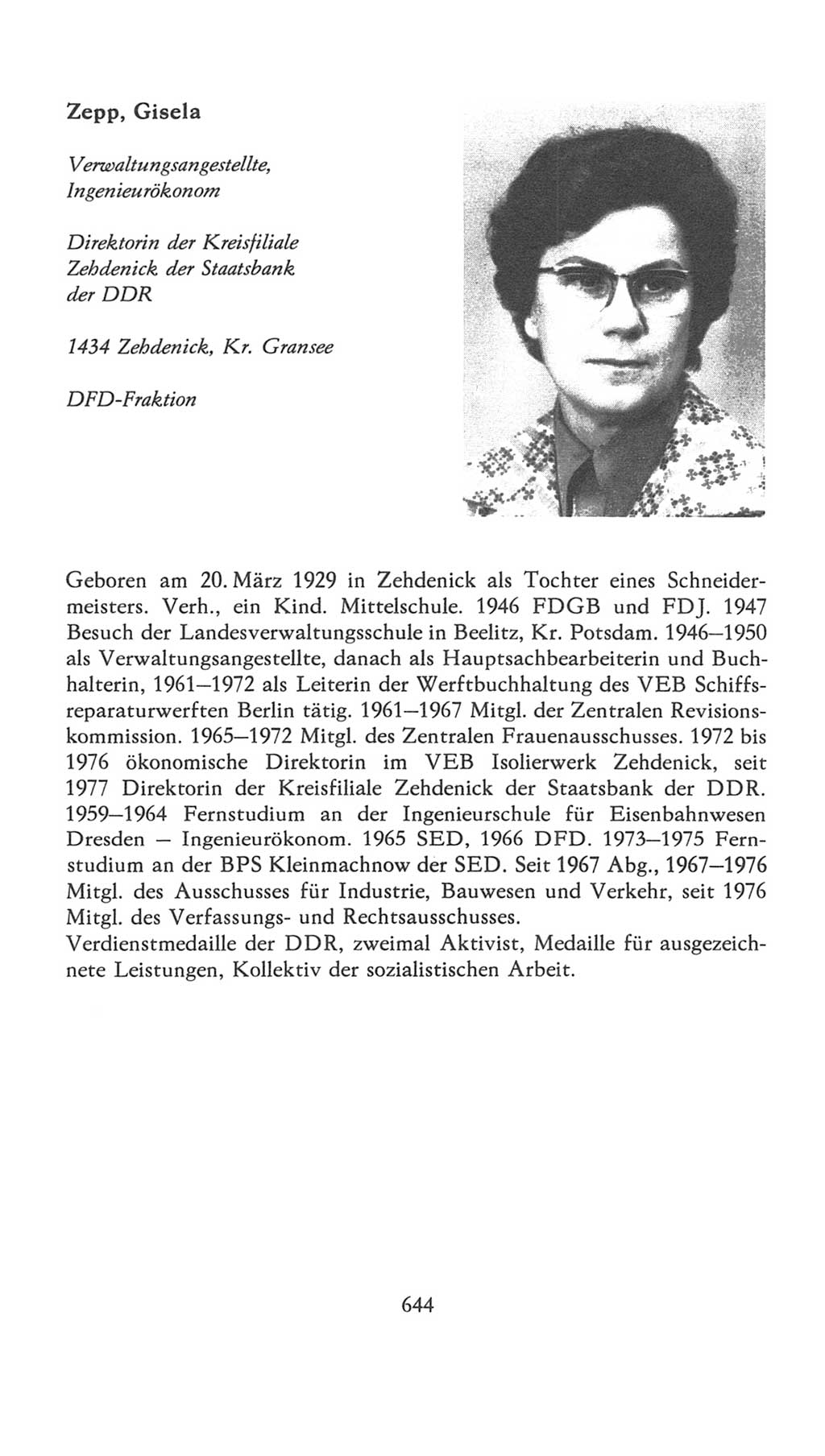 Volkskammer (VK) der Deutschen Demokratischen Republik (DDR), 7. Wahlperiode 1976-1981, Seite 644 (VK. DDR 7. WP. 1976-1981, S. 644)
