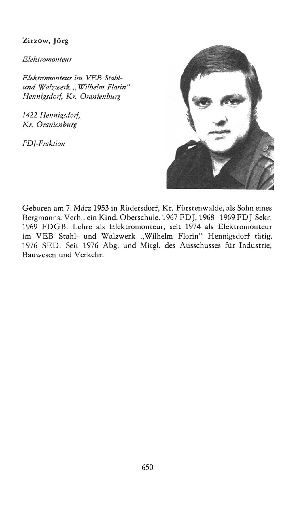Volkskammer (VK) der Deutschen Demokratischen Republik (DDR), 7. Wahlperiode 1976-1981, Seite 650 (VK. DDR 7. WP. 1976-1981, S. 650)