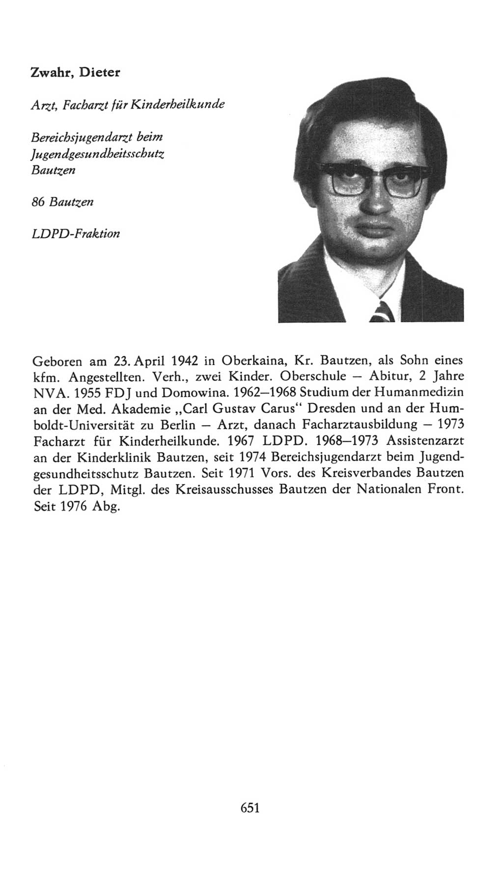 Volkskammer (VK) der Deutschen Demokratischen Republik (DDR), 7. Wahlperiode 1976-1981, Seite 651 (VK. DDR 7. WP. 1976-1981, S. 651)
