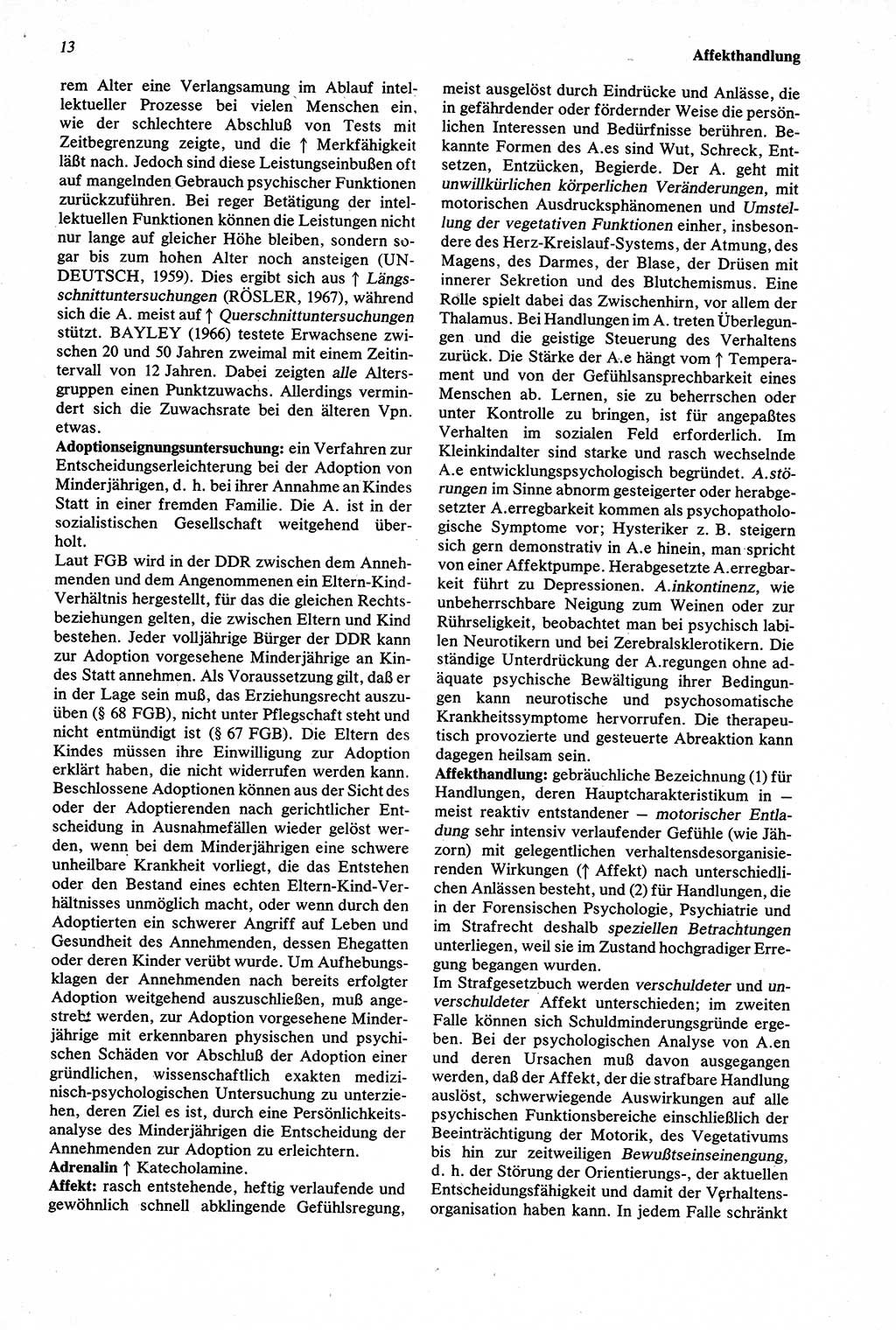 Wörterbuch der Psychologie [Deutsche Demokratische Republik (DDR)] 1976, Seite 13 (Wb. Psych. DDR 1976, S. 13)
