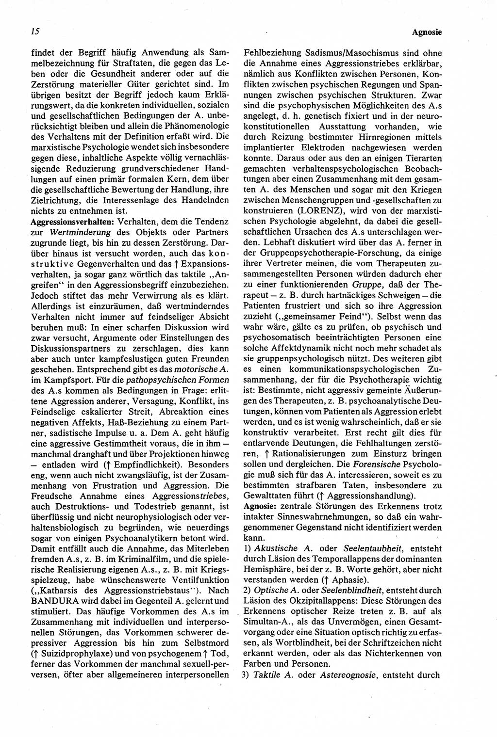 Wörterbuch der Psychologie [Deutsche Demokratische Republik (DDR)] 1976, Seite 15 (Wb. Psych. DDR 1976, S. 15)