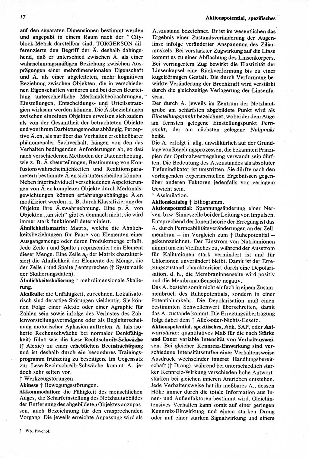 Wörterbuch der Psychologie [Deutsche Demokratische Republik (DDR)] 1976, Seite 17 (Wb. Psych. DDR 1976, S. 17)
