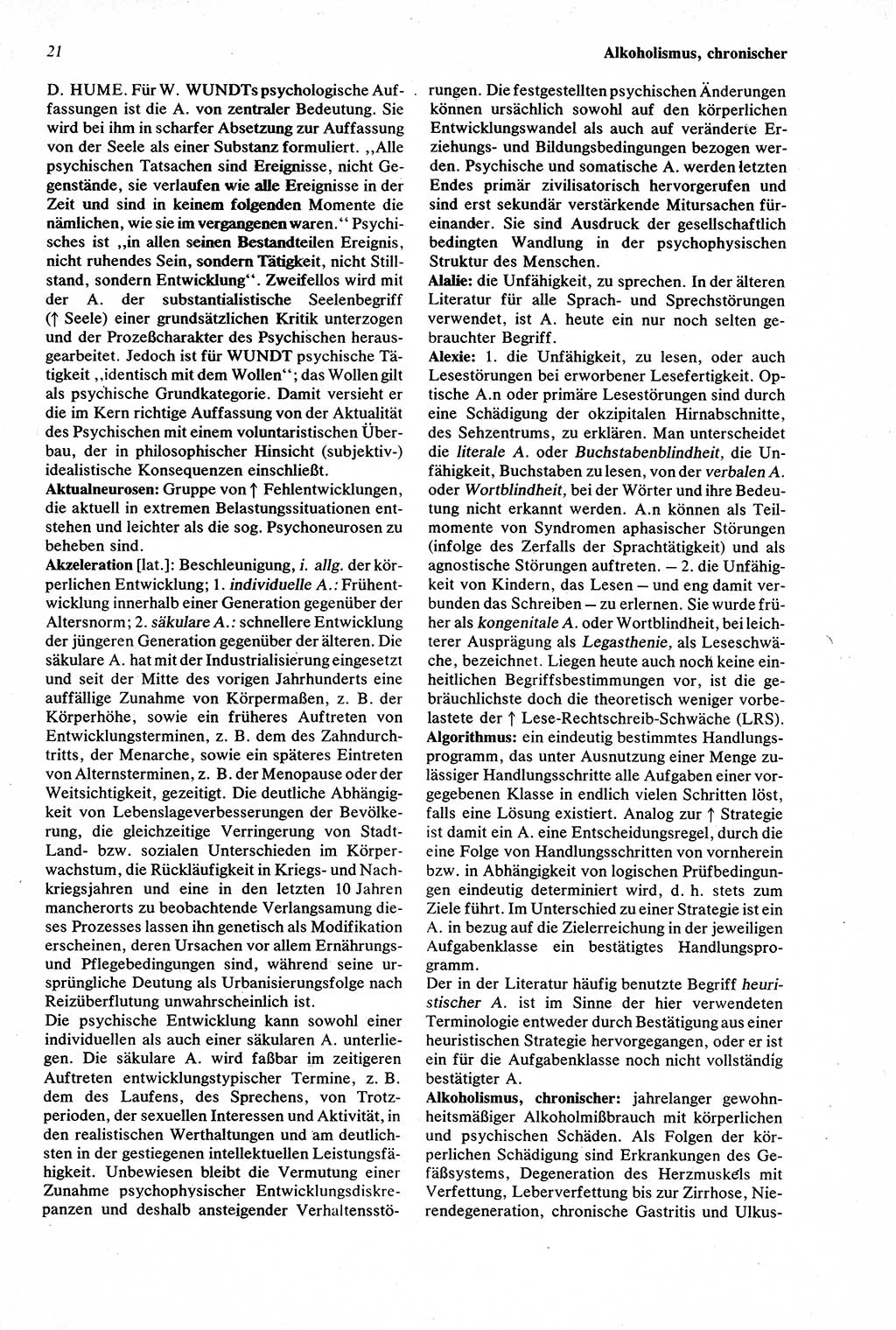 Wörterbuch der Psychologie [Deutsche Demokratische Republik (DDR)] 1976, Seite 21 (Wb. Psych. DDR 1976, S. 21)