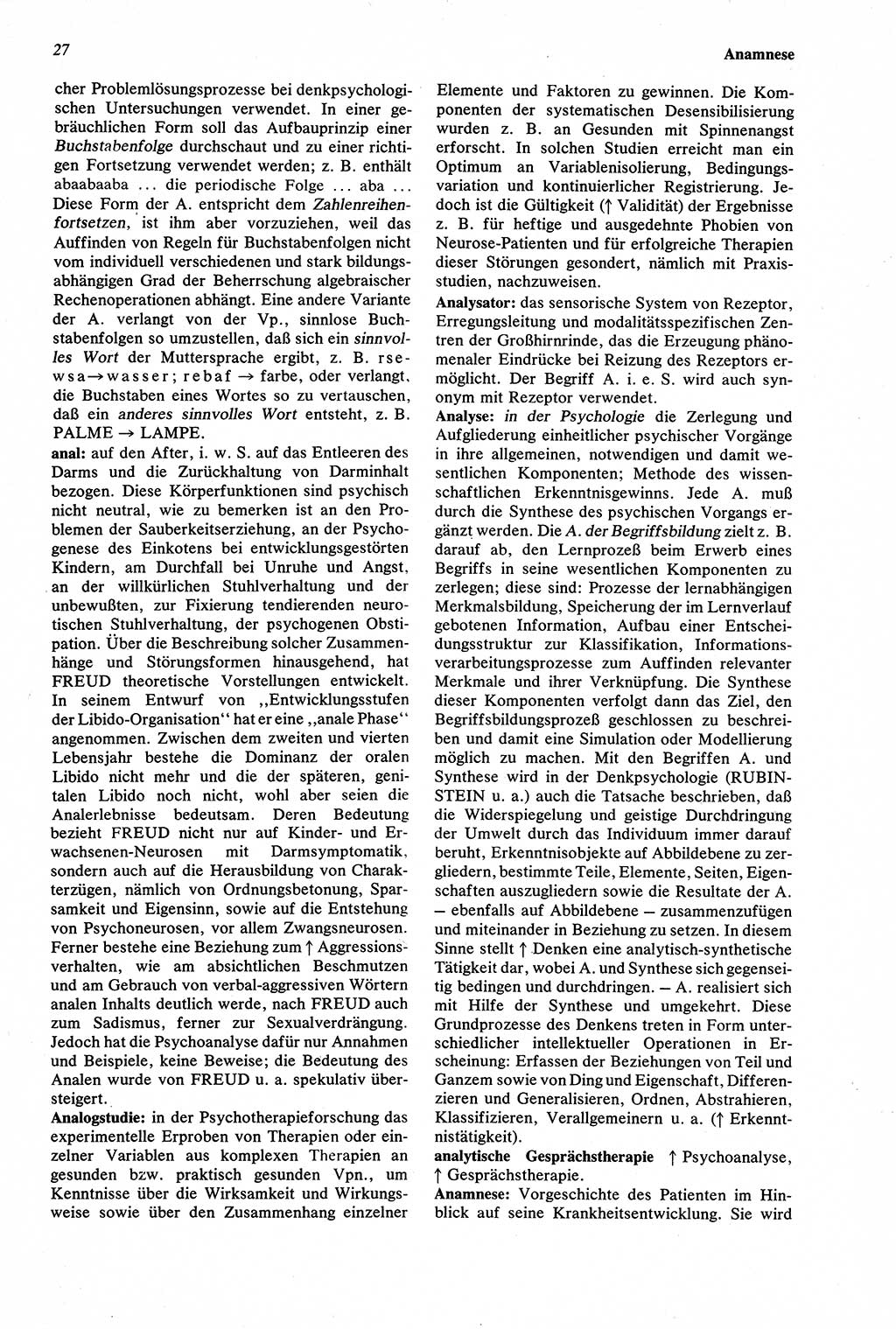 Wörterbuch der Psychologie [Deutsche Demokratische Republik (DDR)] 1976, Seite 27 (Wb. Psych. DDR 1976, S. 27)