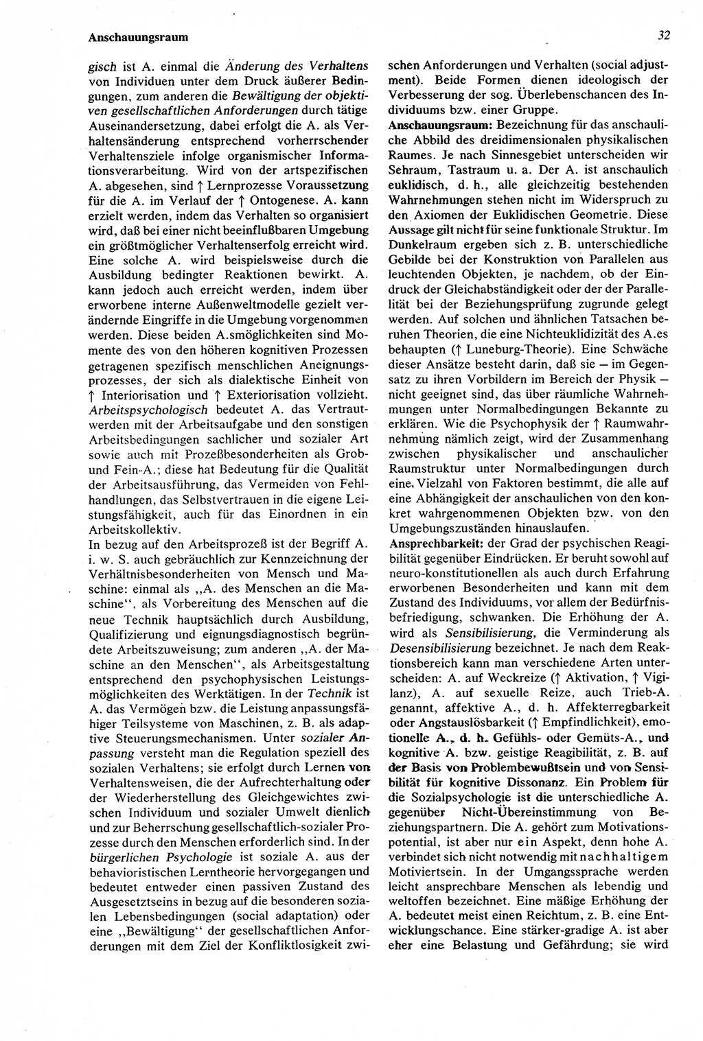 Wörterbuch der Psychologie [Deutsche Demokratische Republik (DDR)] 1976, Seite 32 (Wb. Psych. DDR 1976, S. 32)