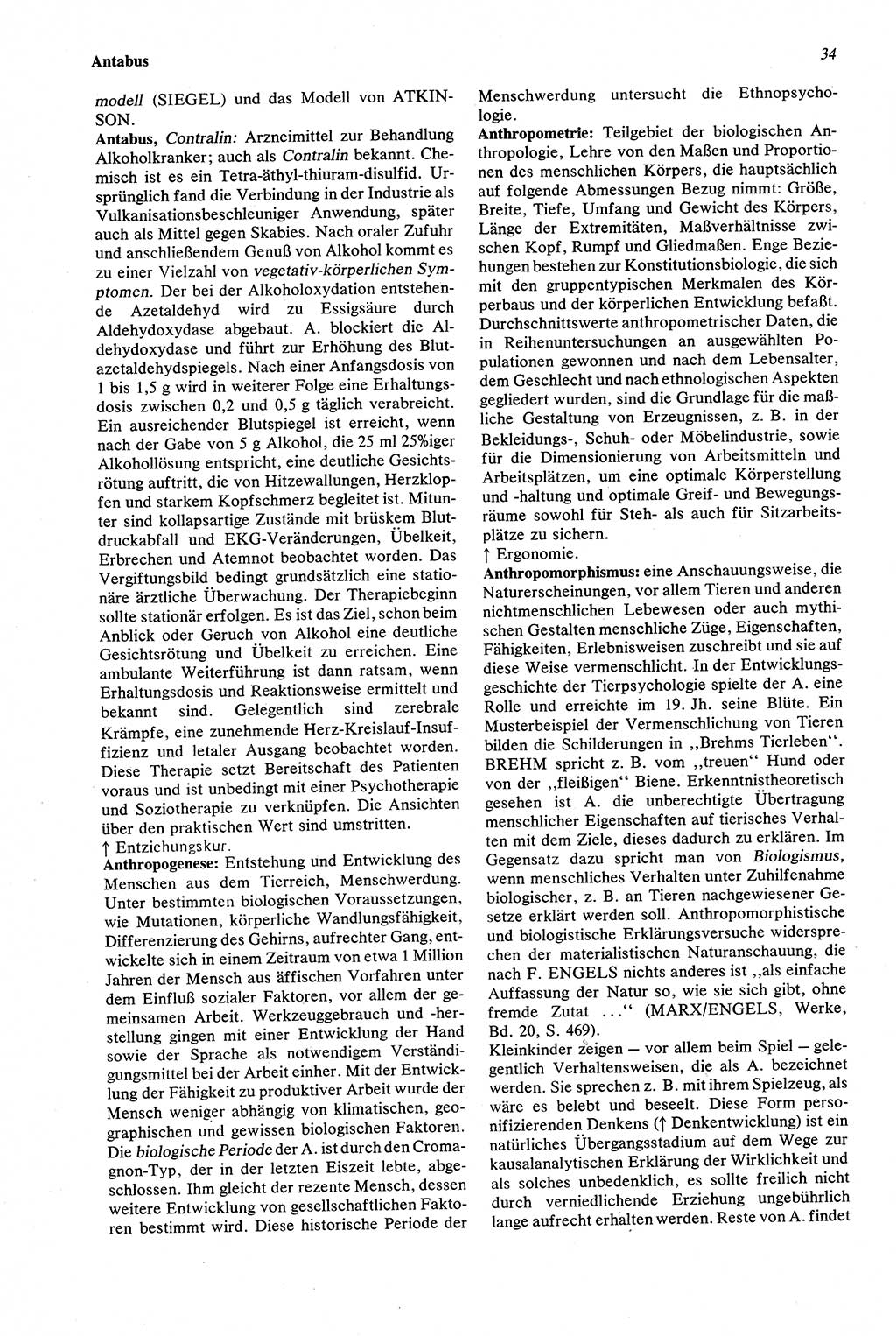 Wörterbuch der Psychologie [Deutsche Demokratische Republik (DDR)] 1976, Seite 34 (Wb. Psych. DDR 1976, S. 34)