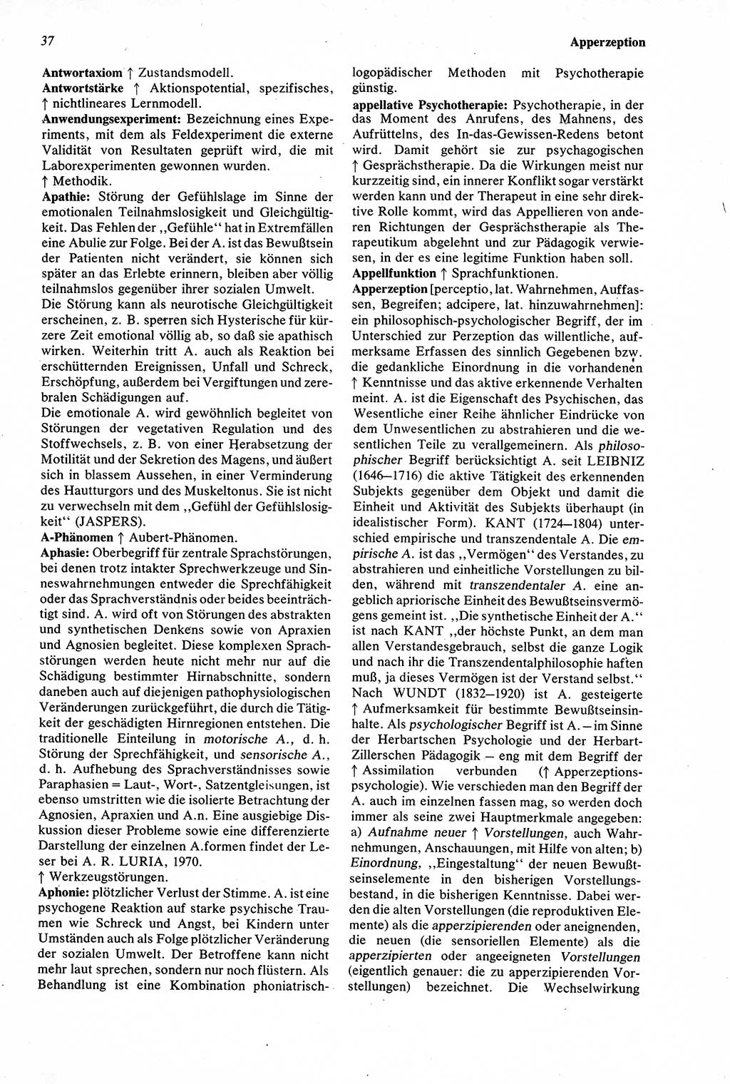 Wörterbuch der Psychologie [Deutsche Demokratische Republik (DDR)] 1976, Seite 37 (Wb. Psych. DDR 1976, S. 37)