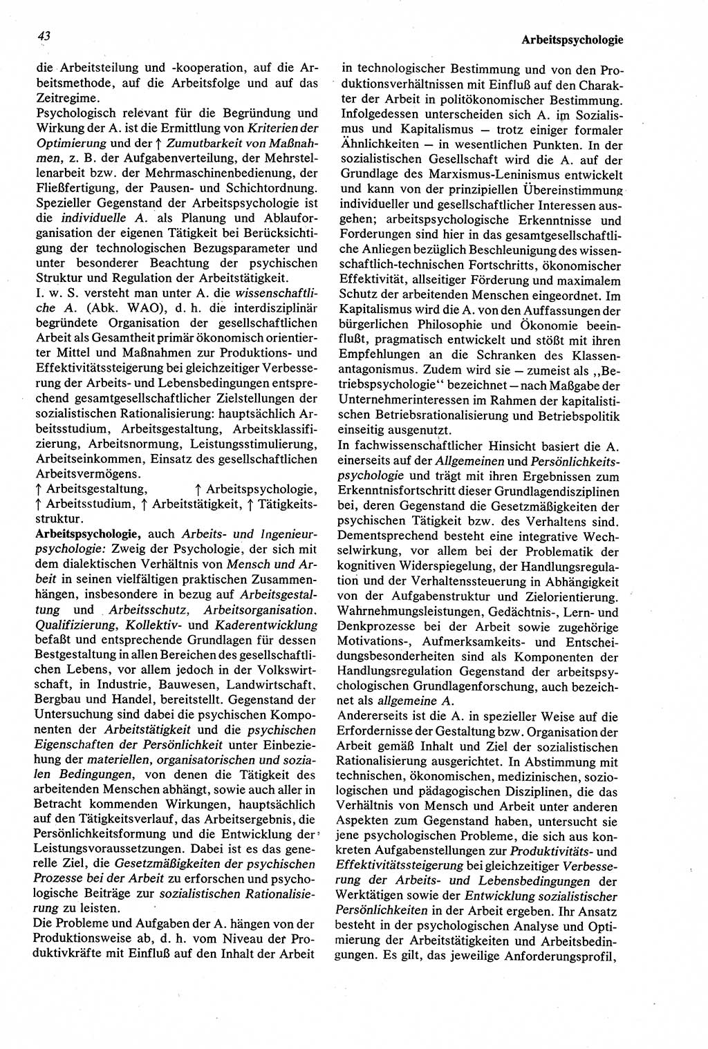 Wörterbuch der Psychologie [Deutsche Demokratische Republik (DDR)] 1976, Seite 43 (Wb. Psych. DDR 1976, S. 43)
