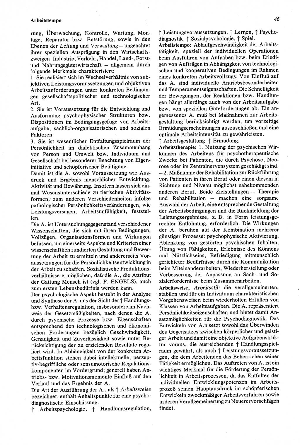 Wörterbuch der Psychologie [Deutsche Demokratische Republik (DDR)] 1976, Seite 46 (Wb. Psych. DDR 1976, S. 46)