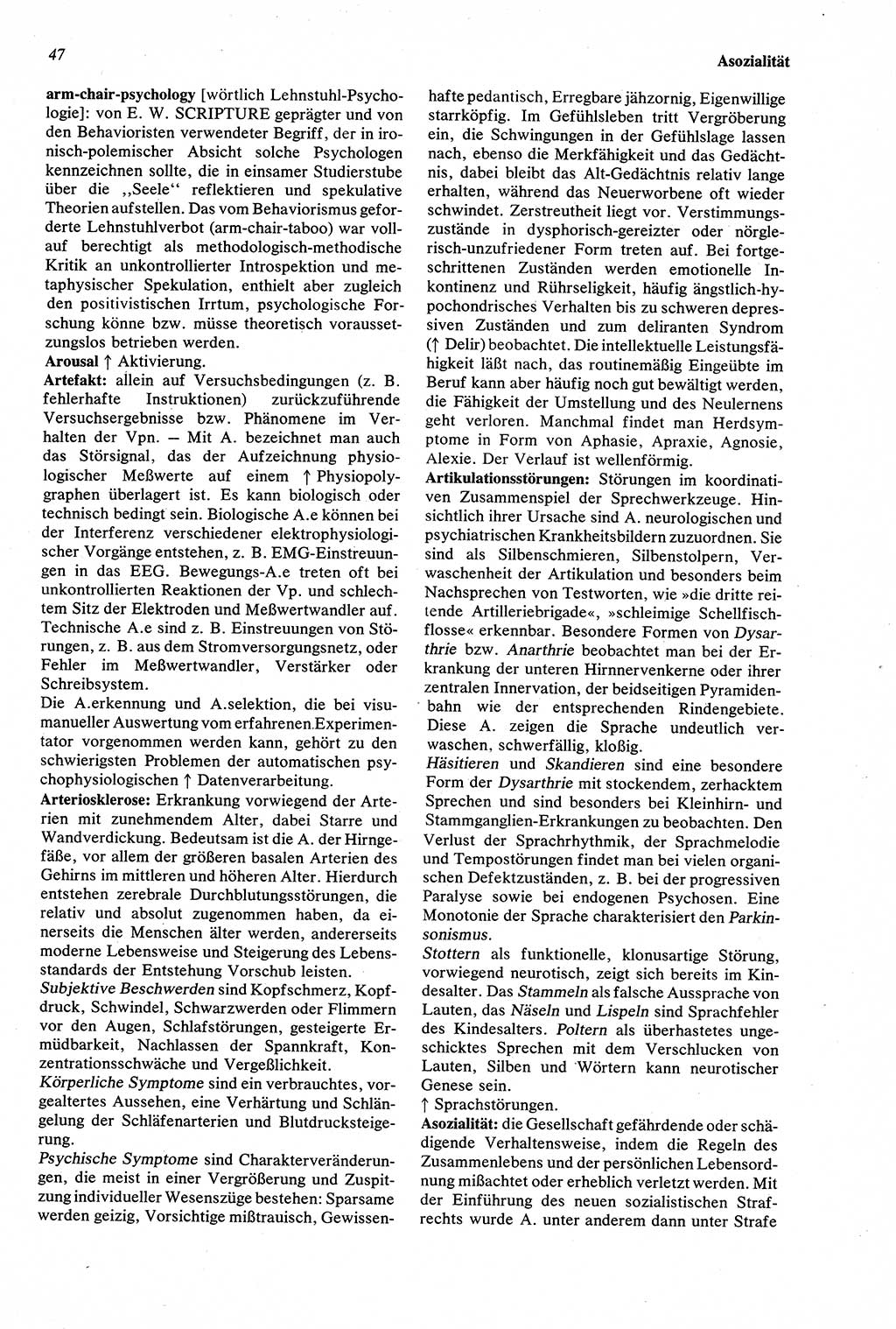 Wörterbuch der Psychologie [Deutsche Demokratische Republik (DDR)] 1976, Seite 47 (Wb. Psych. DDR 1976, S. 47)