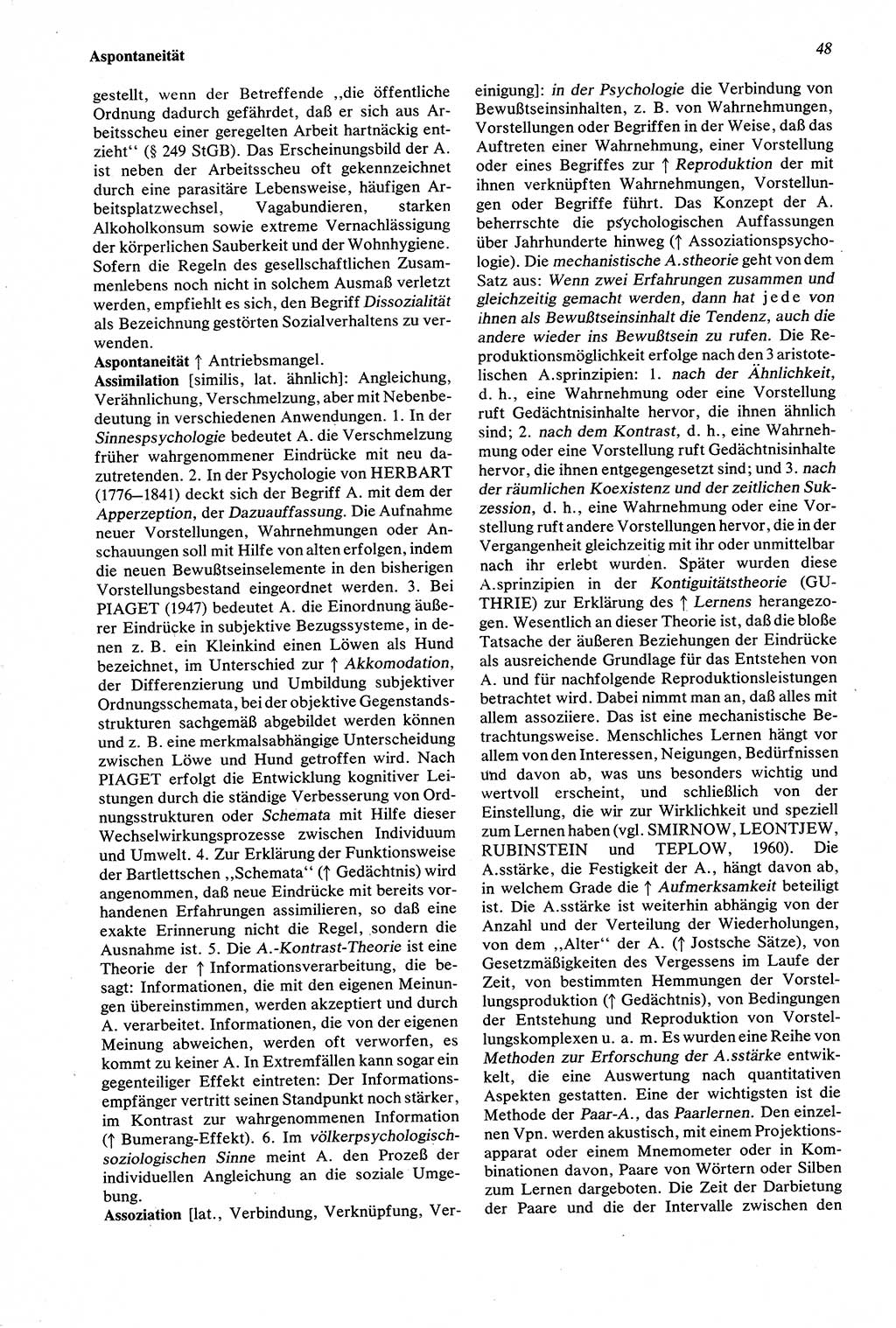 Wörterbuch der Psychologie [Deutsche Demokratische Republik (DDR)] 1976, Seite 48 (Wb. Psych. DDR 1976, S. 48)