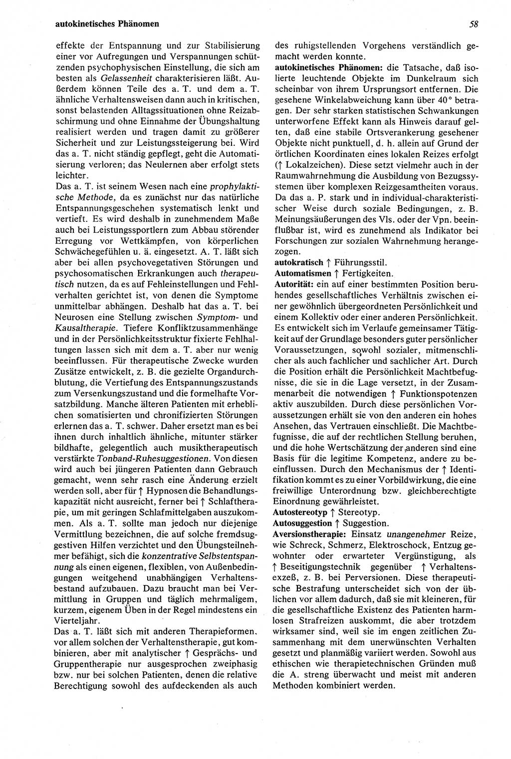 Wörterbuch der Psychologie [Deutsche Demokratische Republik (DDR)] 1976, Seite 58 (Wb. Psych. DDR 1976, S. 58)