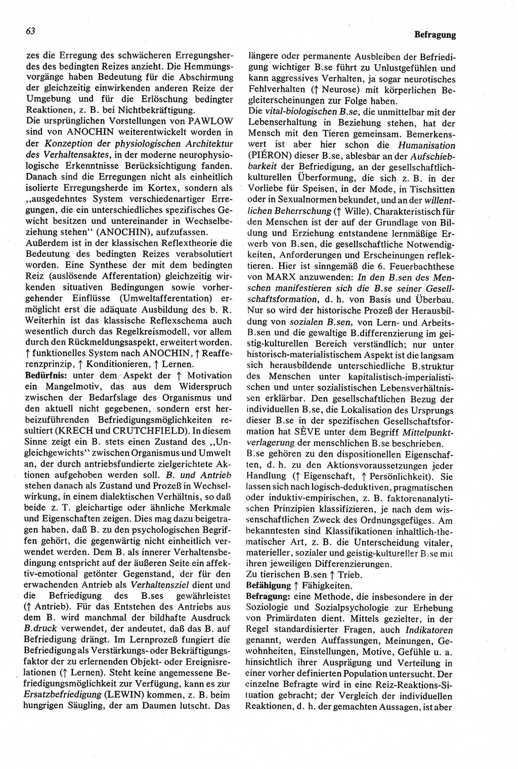 Wörterbuch der Psychologie [Deutsche Demokratische Republik (DDR)] 1976, Seite 63 (Wb. Psych. DDR 1976, S. 63)