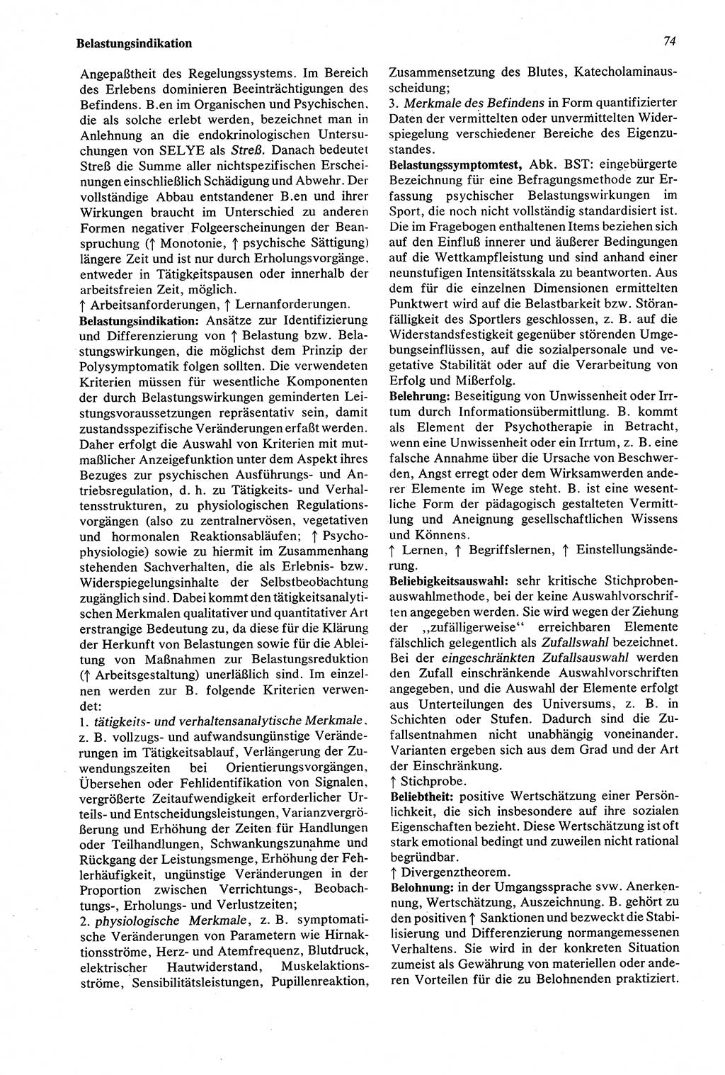 Wörterbuch der Psychologie [Deutsche Demokratische Republik (DDR)] 1976, Seite 74 (Wb. Psych. DDR 1976, S. 74)