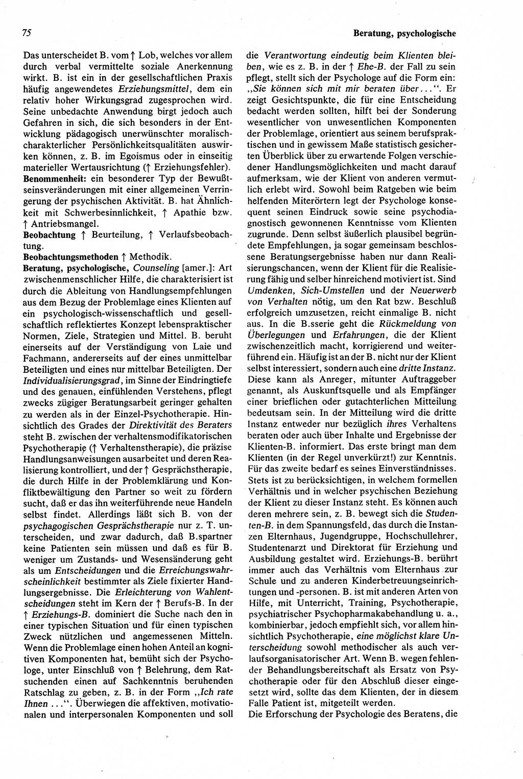 Wörterbuch der Psychologie [Deutsche Demokratische Republik (DDR)] 1976, Seite 75 (Wb. Psych. DDR 1976, S. 75)