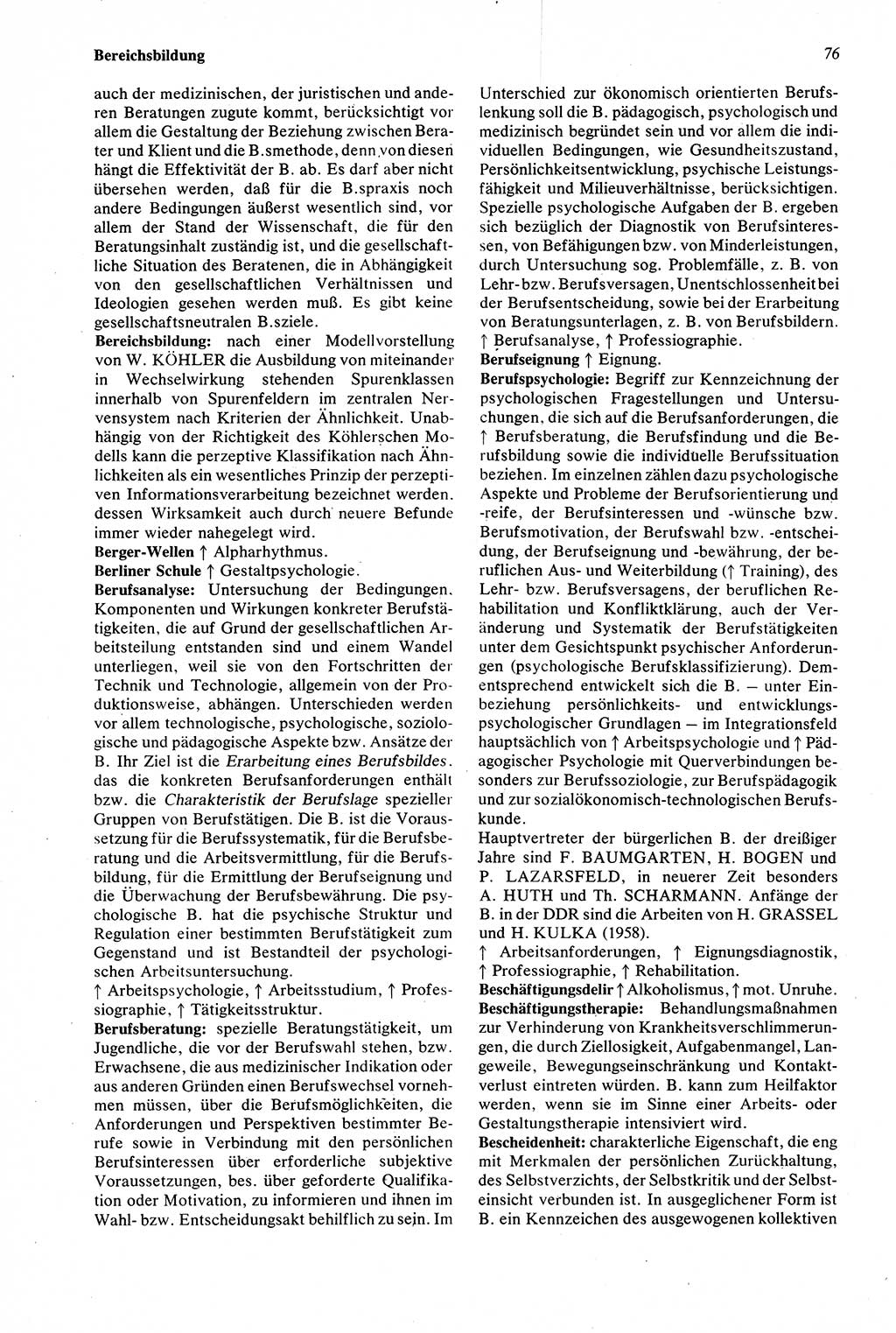 Wörterbuch der Psychologie [Deutsche Demokratische Republik (DDR)] 1976, Seite 76 (Wb. Psych. DDR 1976, S. 76)