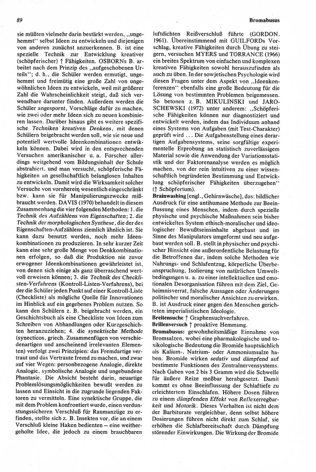 Wörterbuch der Psychologie [Deutsche Demokratische Republik (DDR)] 1976, Seite 89 (Wb. Psych. DDR 1976, S. 89)