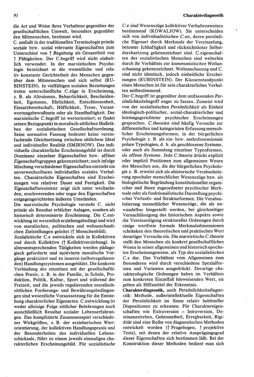 Wörterbuch der Psychologie [Deutsche Demokratische Republik (DDR)] 1976, Seite 91 (Wb. Psych. DDR 1976, S. 91)