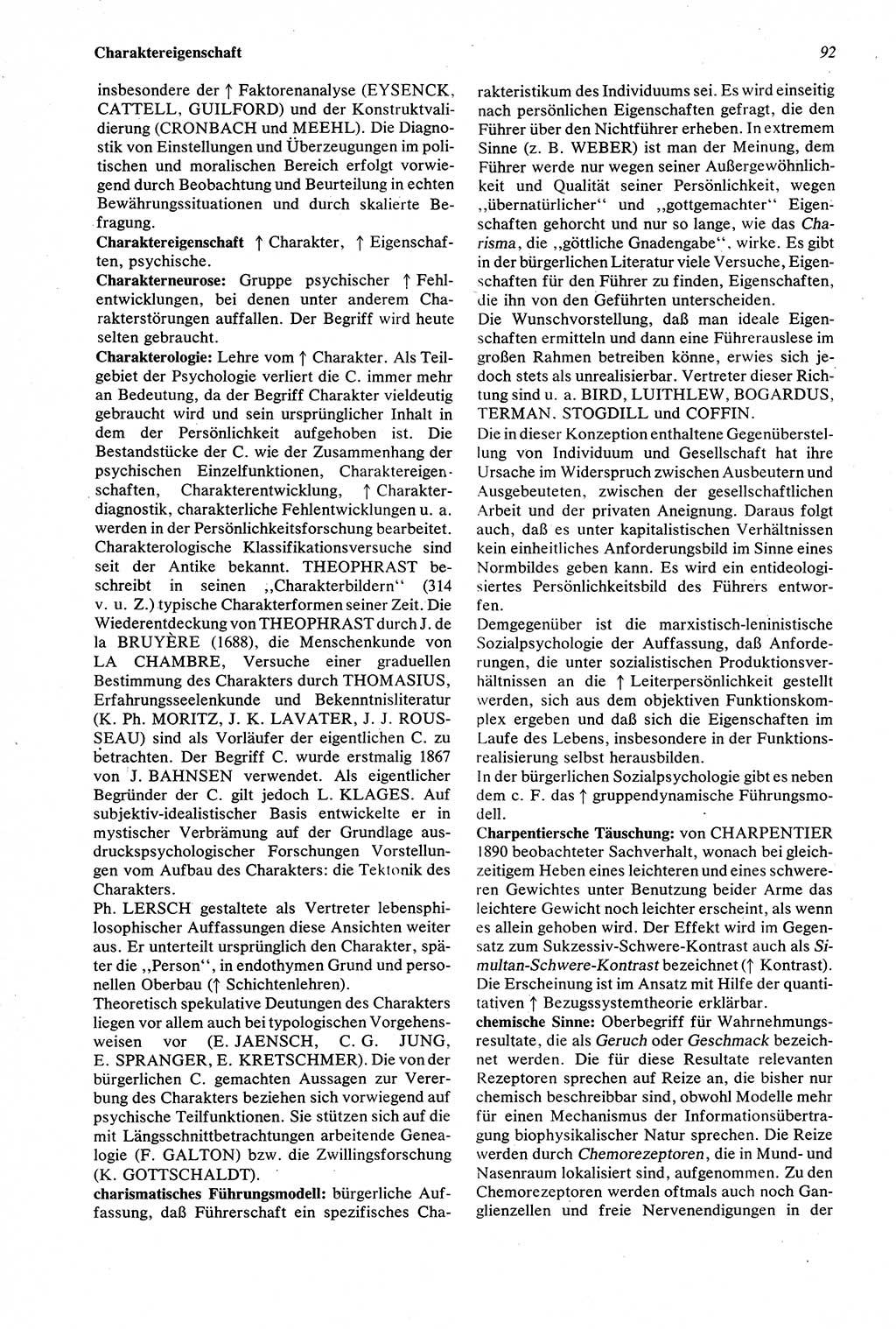 Wörterbuch der Psychologie [Deutsche Demokratische Republik (DDR)] 1976, Seite 92 (Wb. Psych. DDR 1976, S. 92)