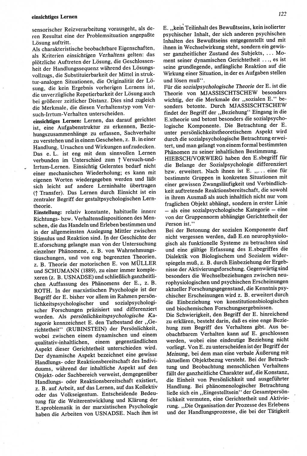 Wörterbuch der Psychologie [Deutsche Demokratische Republik (DDR)] 1976, Seite 122 (Wb. Psych. DDR 1976, S. 122)