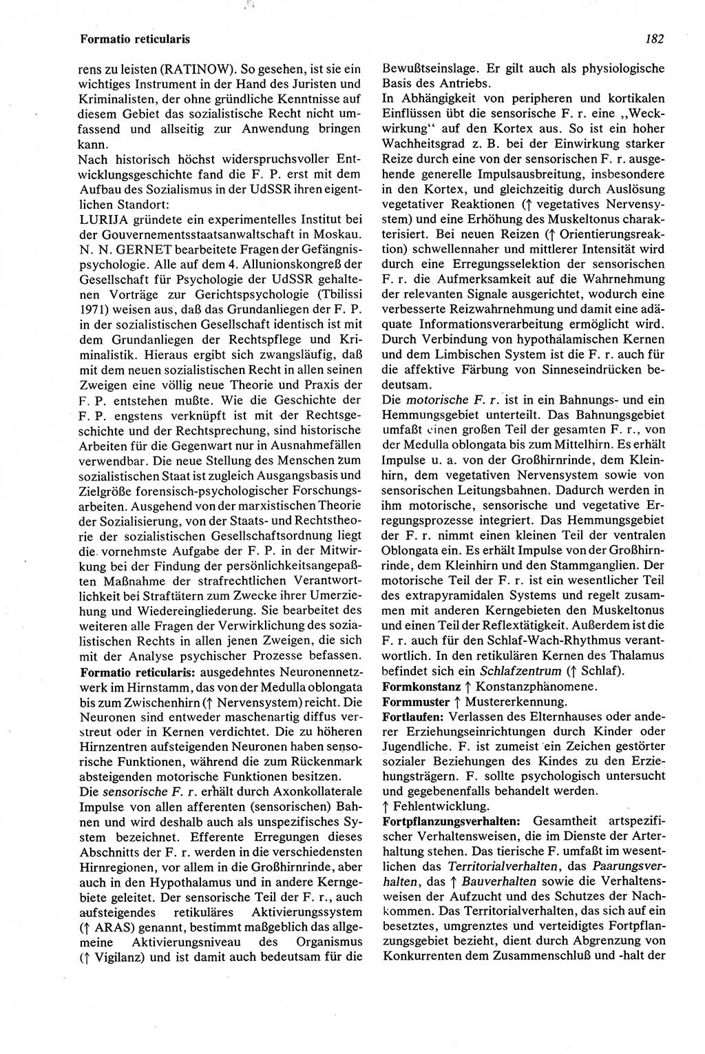 Wörterbuch der Psychologie [Deutsche Demokratische Republik (DDR)] 1976, Seite 182 (Wb. Psych. DDR 1976, S. 182)