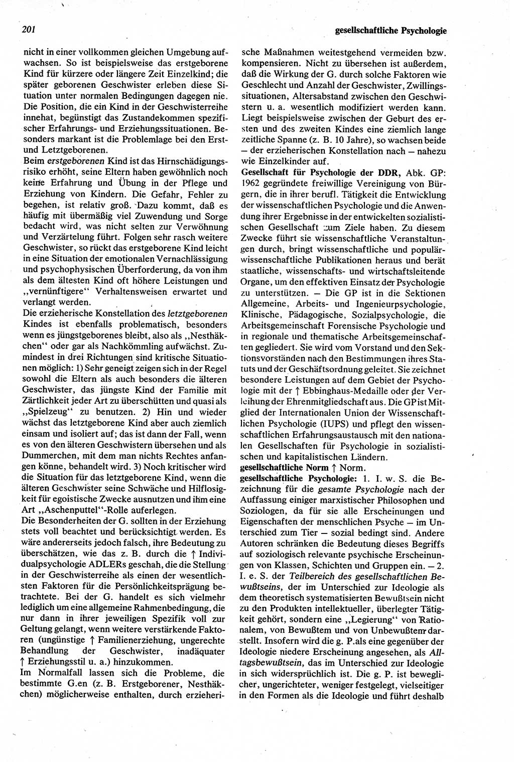 Wörterbuch der Psychologie [Deutsche Demokratische Republik (DDR)] 1976, Seite 201 (Wb. Psych. DDR 1976, S. 201)