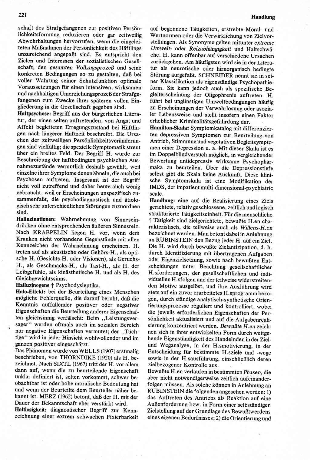 Wörterbuch der Psychologie [Deutsche Demokratische Republik (DDR)] 1976, Seite 221 (Wb. Psych. DDR 1976, S. 221)