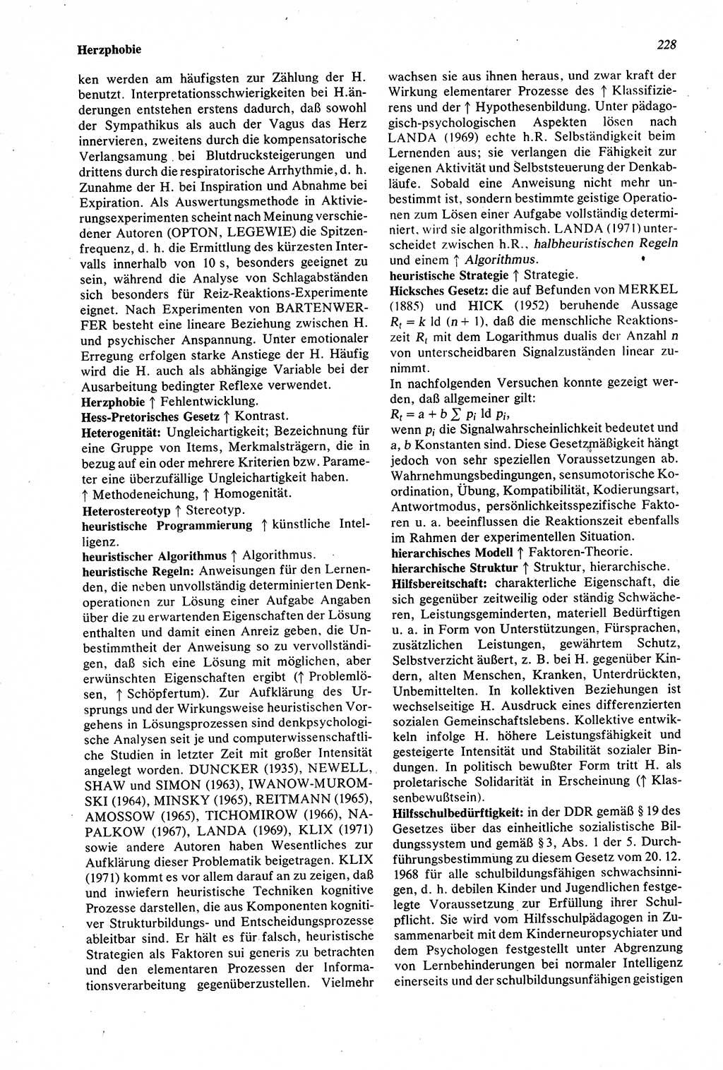 Wörterbuch der Psychologie [Deutsche Demokratische Republik (DDR)] 1976, Seite 228 (Wb. Psych. DDR 1976, S. 228)