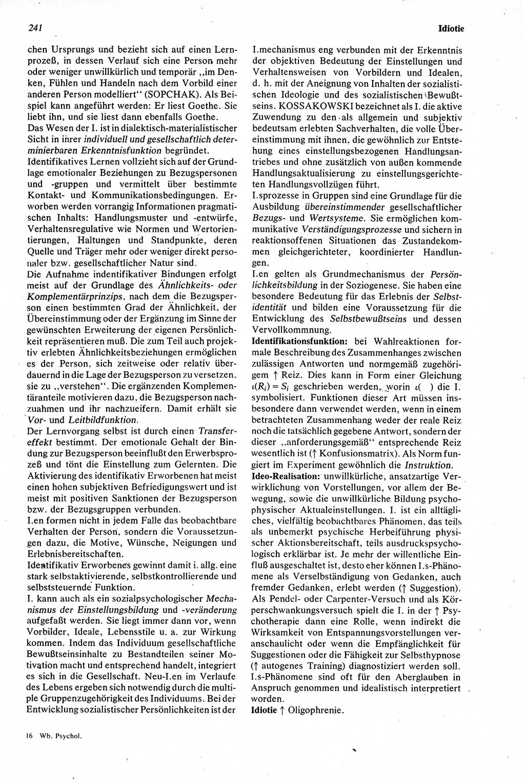 Wörterbuch der Psychologie [Deutsche Demokratische Republik (DDR)] 1976, Seite 241 (Wb. Psych. DDR 1976, S. 241)