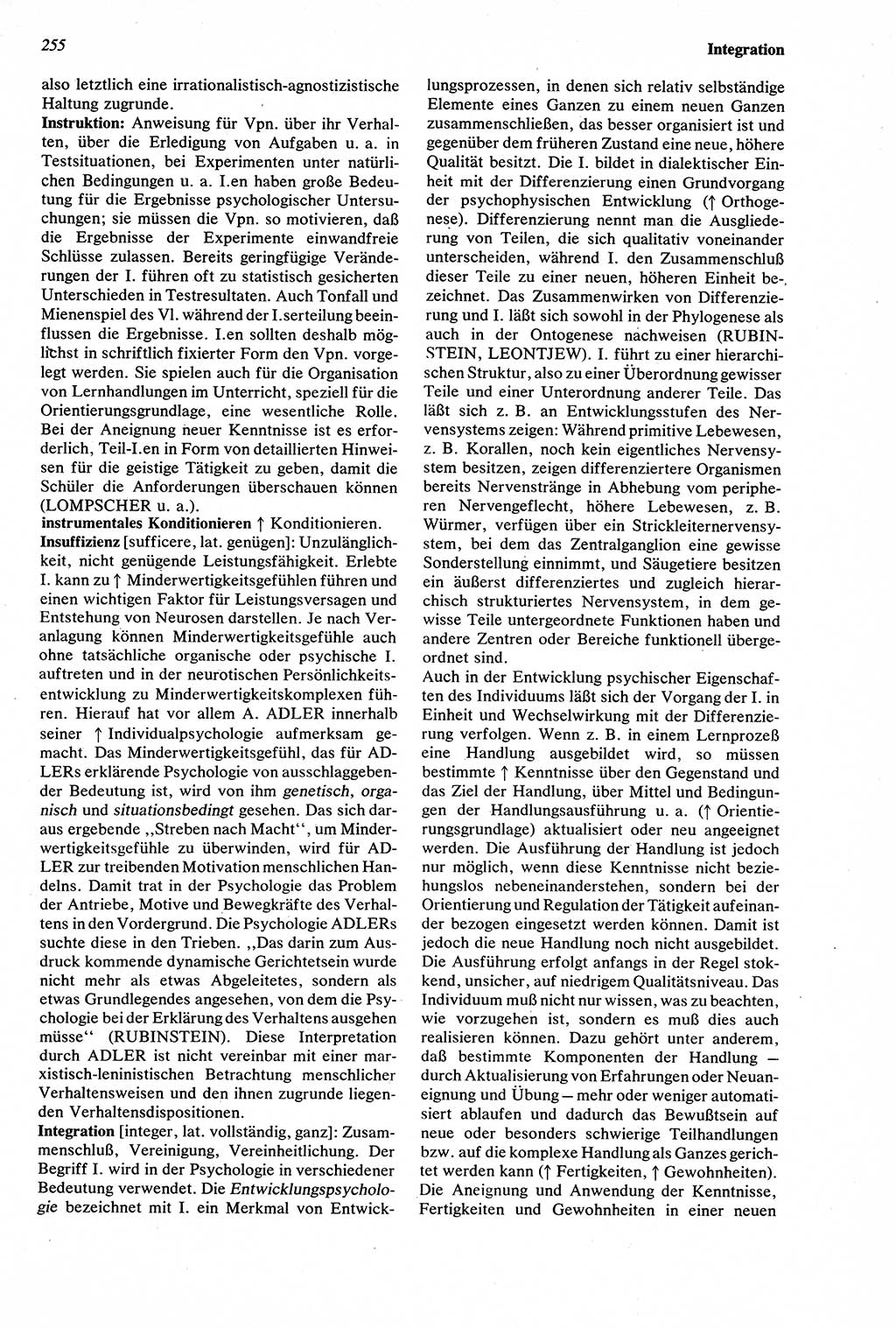 Wörterbuch der Psychologie [Deutsche Demokratische Republik (DDR)] 1976, Seite 255 (Wb. Psych. DDR 1976, S. 255)