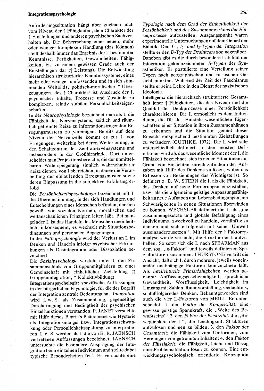 Wörterbuch der Psychologie [Deutsche Demokratische Republik (DDR)] 1976, Seite 256 (Wb. Psych. DDR 1976, S. 256)