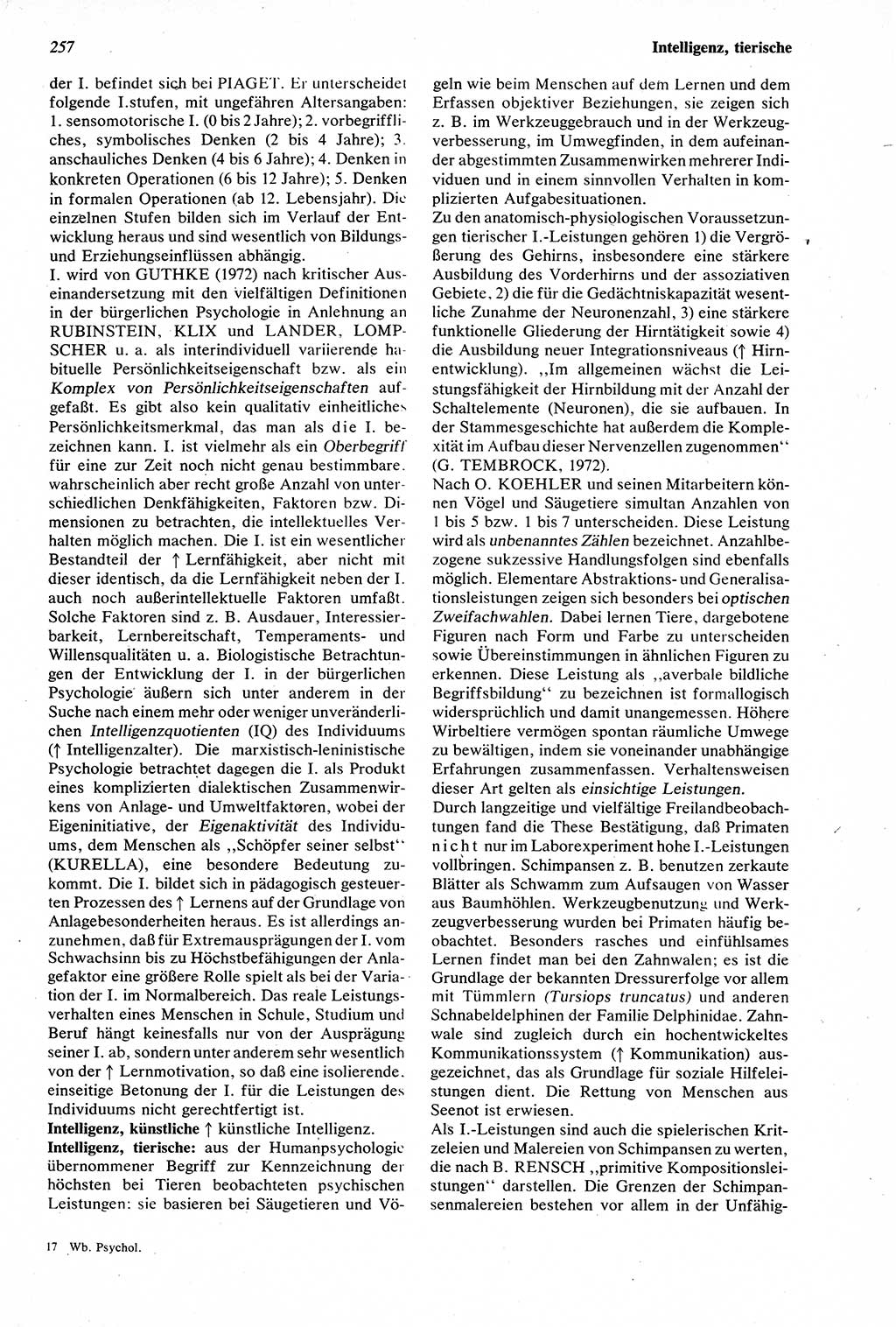 Wörterbuch der Psychologie [Deutsche Demokratische Republik (DDR)] 1976, Seite 257 (Wb. Psych. DDR 1976, S. 257)