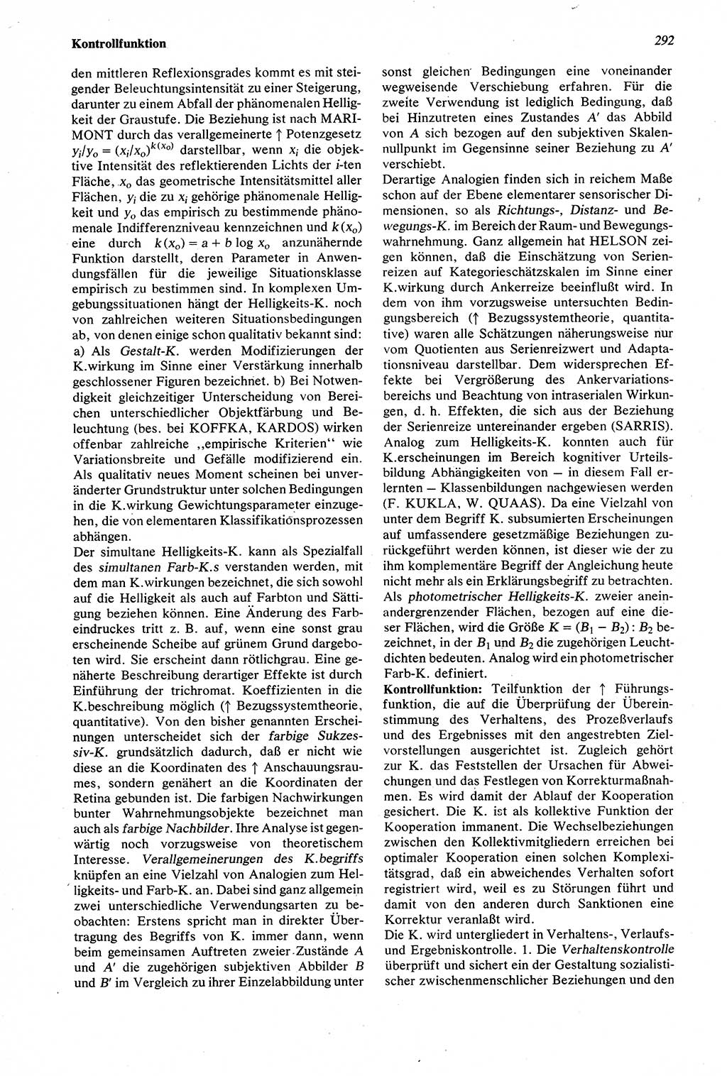 Wörterbuch der Psychologie [Deutsche Demokratische Republik (DDR)] 1976, Seite 292 (Wb. Psych. DDR 1976, S. 292)