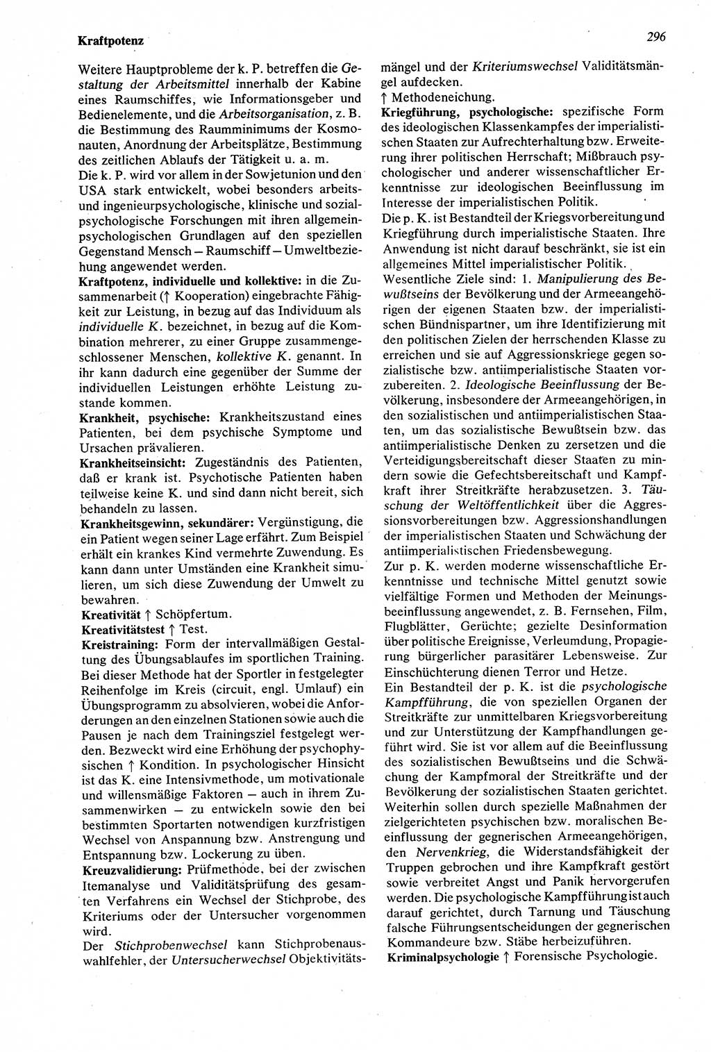 Wörterbuch der Psychologie [Deutsche Demokratische Republik (DDR)] 1976, Seite 296 (Wb. Psych. DDR 1976, S. 296)