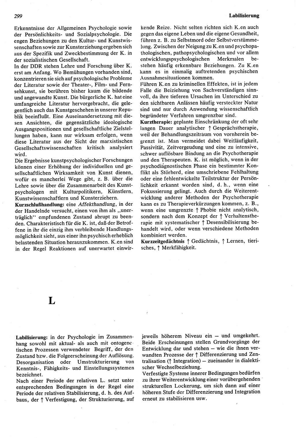Wörterbuch der Psychologie [Deutsche Demokratische Republik (DDR)] 1976, Seite 299 (Wb. Psych. DDR 1976, S. 299)