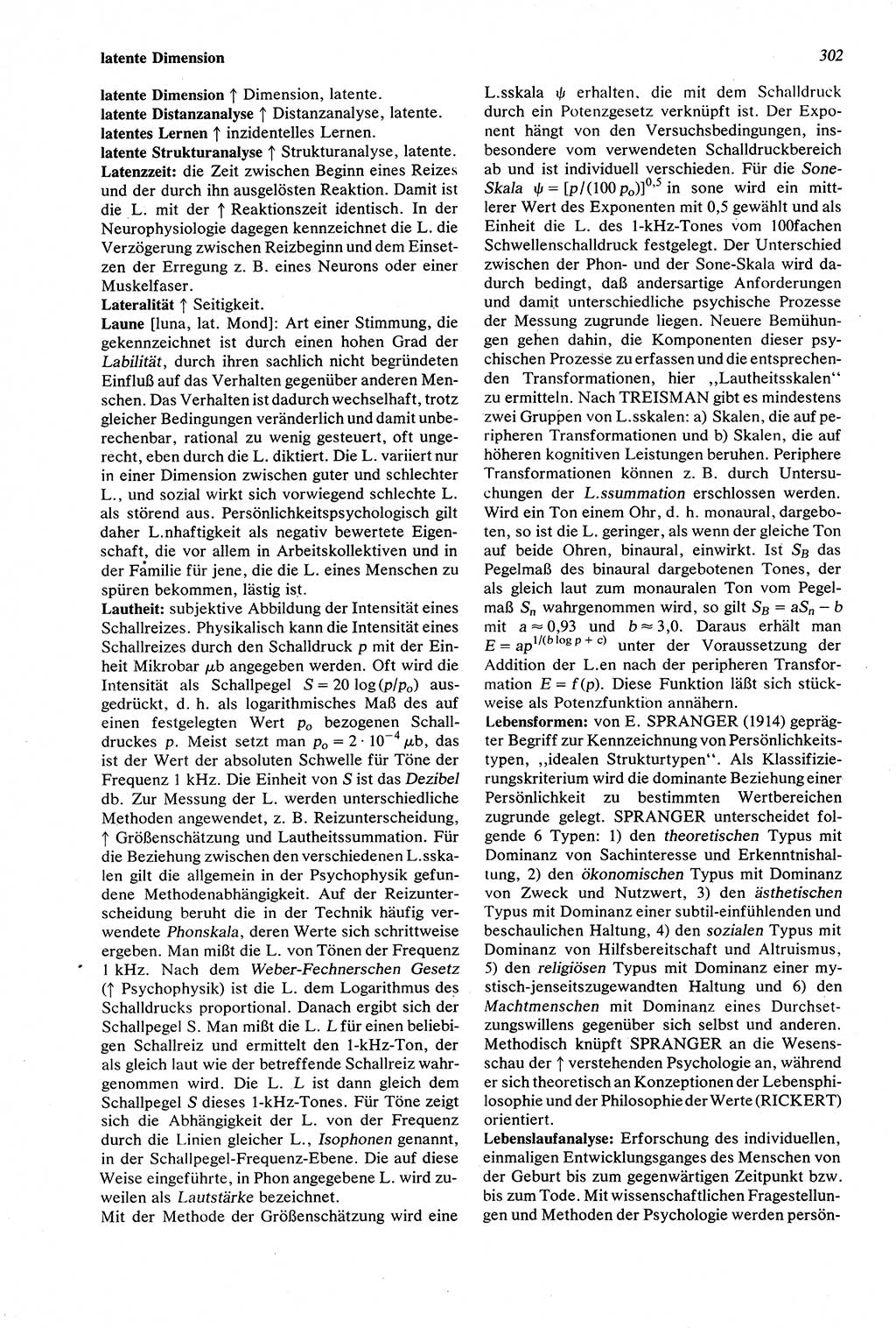 Wörterbuch der Psychologie [Deutsche Demokratische Republik (DDR)] 1976, Seite 302 (Wb. Psych. DDR 1976, S. 302)