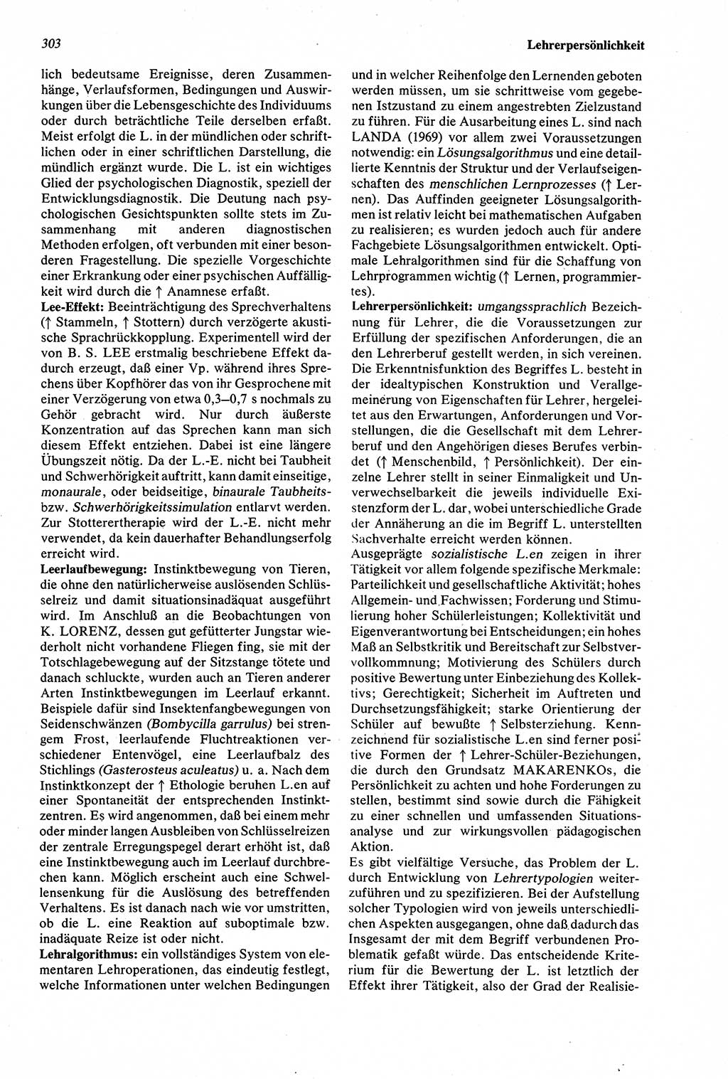 Wörterbuch der Psychologie [Deutsche Demokratische Republik (DDR)] 1976, Seite 303 (Wb. Psych. DDR 1976, S. 303)