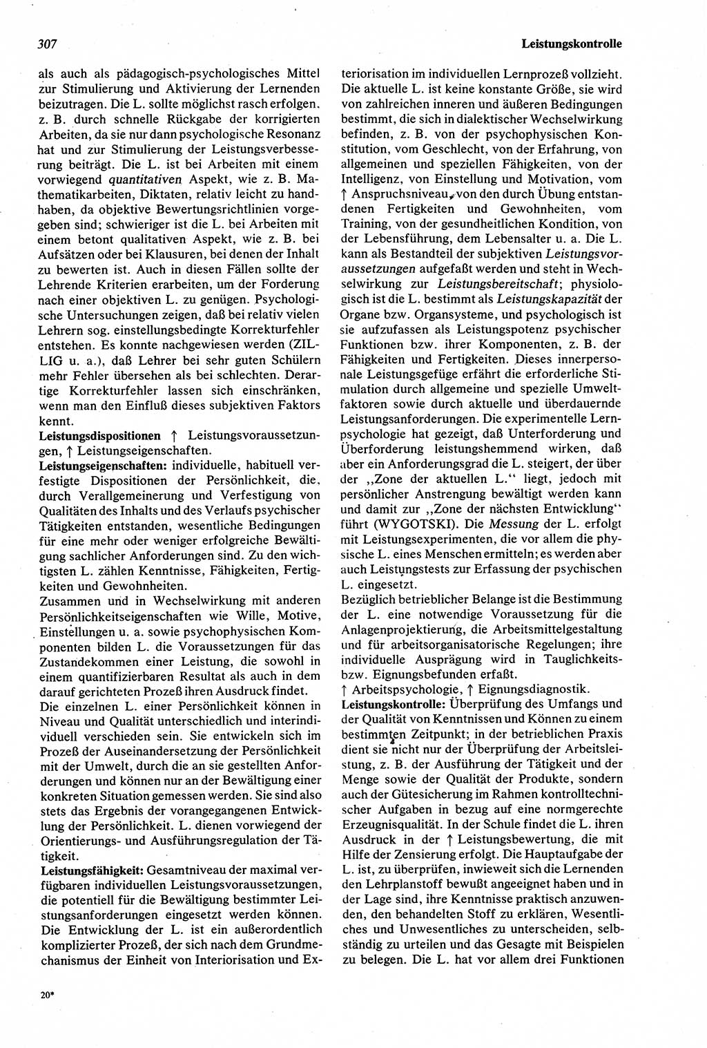 Wörterbuch der Psychologie [Deutsche Demokratische Republik (DDR)] 1976, Seite 307 (Wb. Psych. DDR 1976, S. 307)