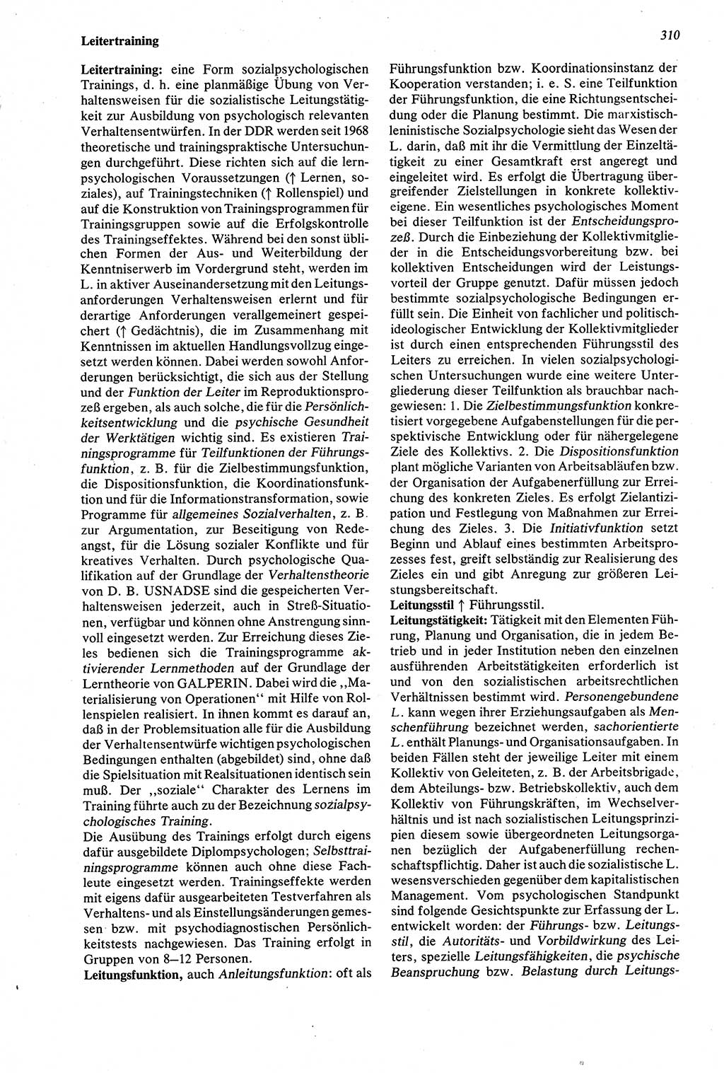 Wörterbuch der Psychologie [Deutsche Demokratische Republik (DDR)] 1976, Seite 310 (Wb. Psych. DDR 1976, S. 310)