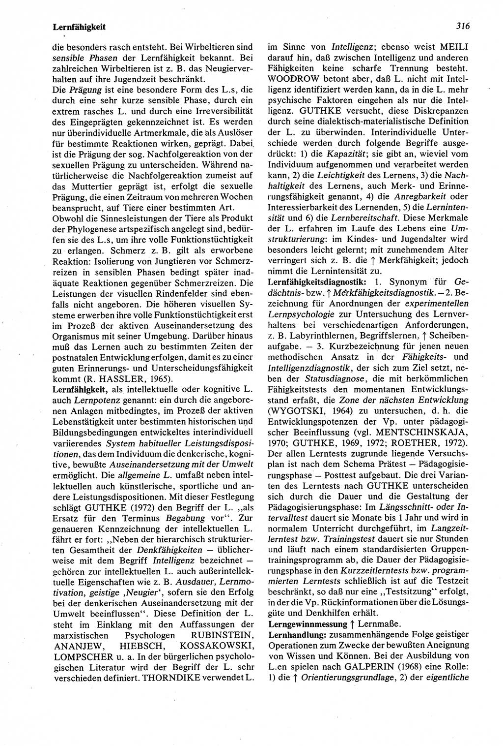 Wörterbuch der Psychologie [Deutsche Demokratische Republik (DDR)] 1976, Seite 316 (Wb. Psych. DDR 1976, S. 316)
