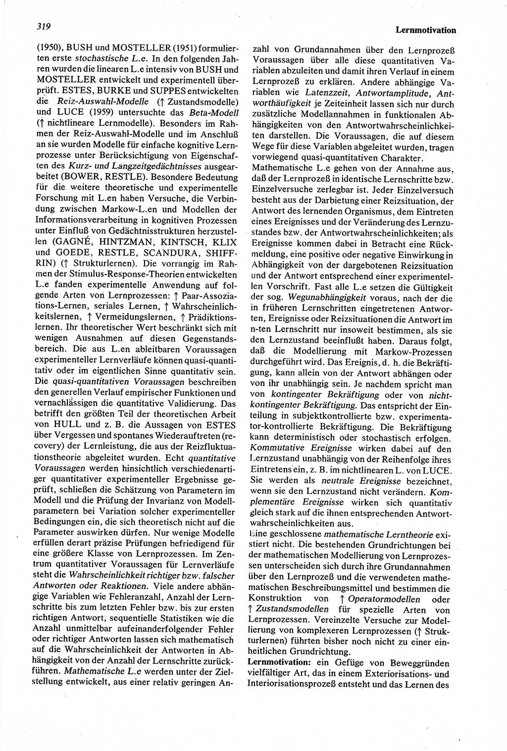 Wörterbuch der Psychologie [Deutsche Demokratische Republik (DDR)] 1976, Seite 319 (Wb. Psych. DDR 1976, S. 319)