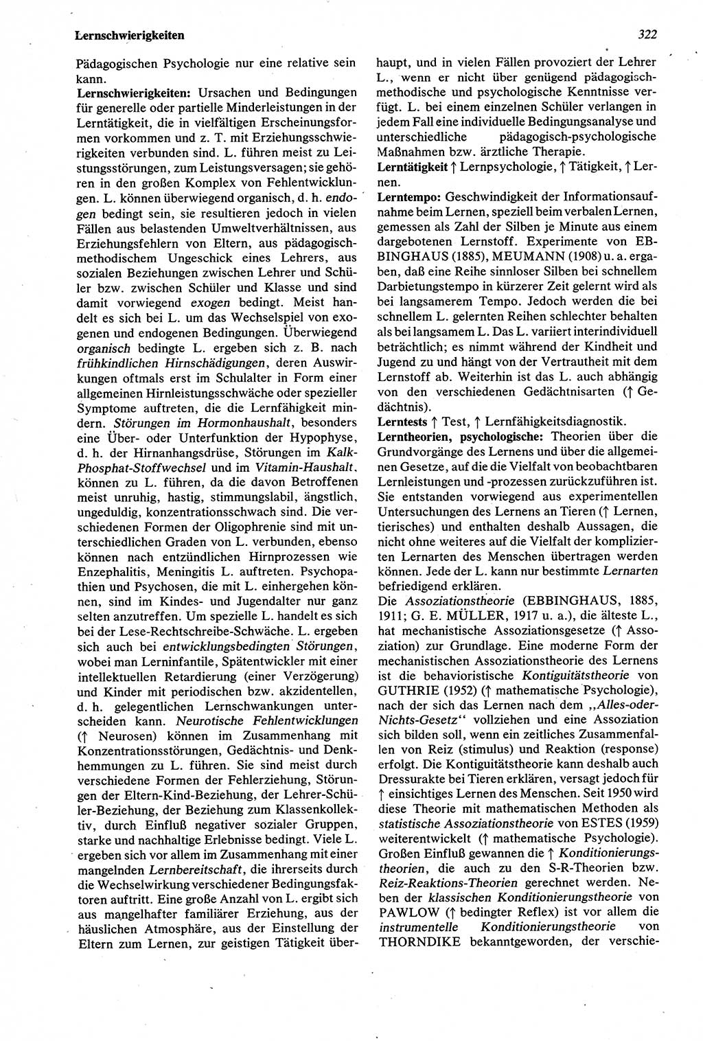 Wörterbuch der Psychologie [Deutsche Demokratische Republik (DDR)] 1976, Seite 322 (Wb. Psych. DDR 1976, S. 322)
