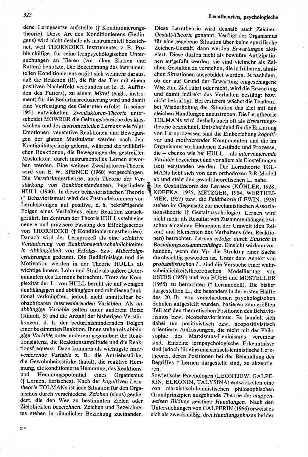 Wörterbuch der Psychologie [Deutsche Demokratische Republik (DDR)] 1976, Seite 323 (Wb. Psych. DDR 1976, S. 323)