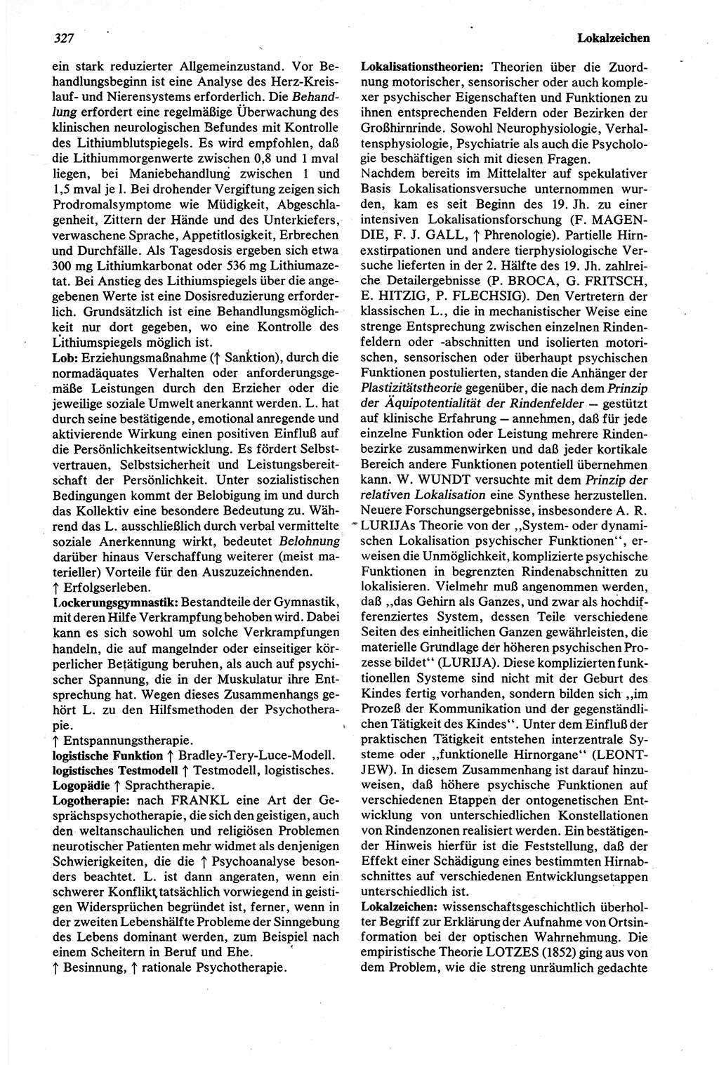 Wörterbuch der Psychologie [Deutsche Demokratische Republik (DDR)] 1976, Seite 327 (Wb. Psych. DDR 1976, S. 327)
