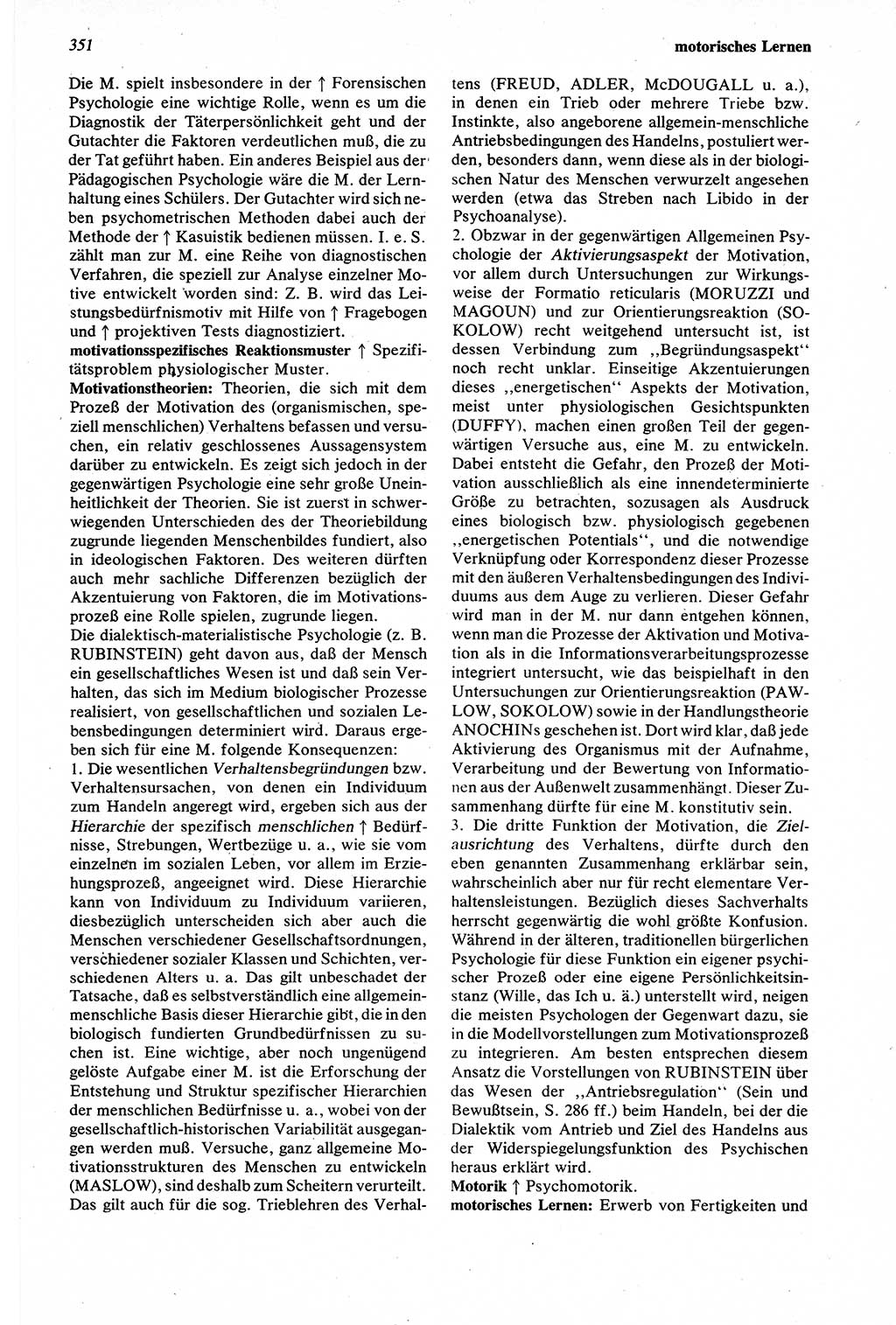 Wörterbuch der Psychologie [Deutsche Demokratische Republik (DDR)] 1976, Seite 351 (Wb. Psych. DDR 1976, S. 351)