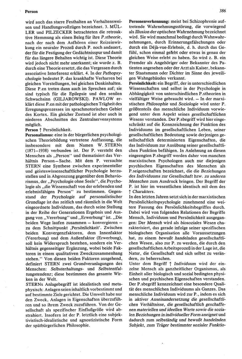 Wörterbuch der Psychologie [Deutsche Demokratische Republik (DDR)] 1976, Seite 386 (Wb. Psych. DDR 1976, S. 386)