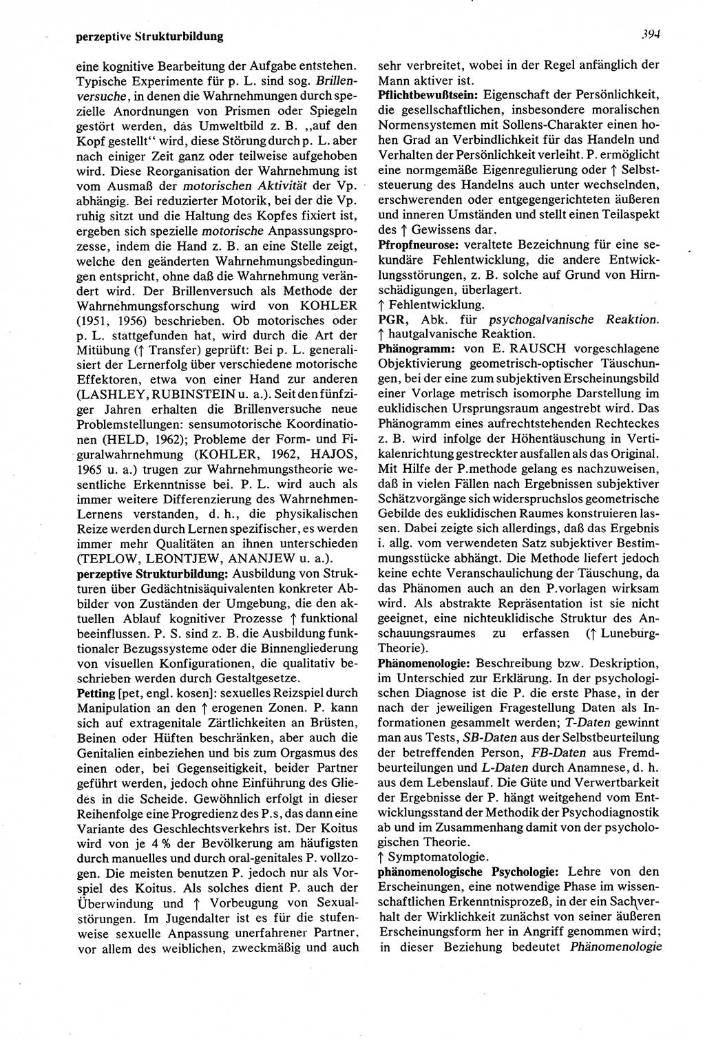 Wörterbuch der Psychologie [Deutsche Demokratische Republik (DDR)] 1976, Seite 394 (Wb. Psych. DDR 1976, S. 394)