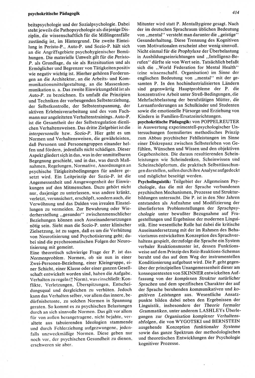 Wörterbuch der Psychologie [Deutsche Demokratische Republik (DDR)] 1976, Seite 414 (Wb. Psych. DDR 1976, S. 414)