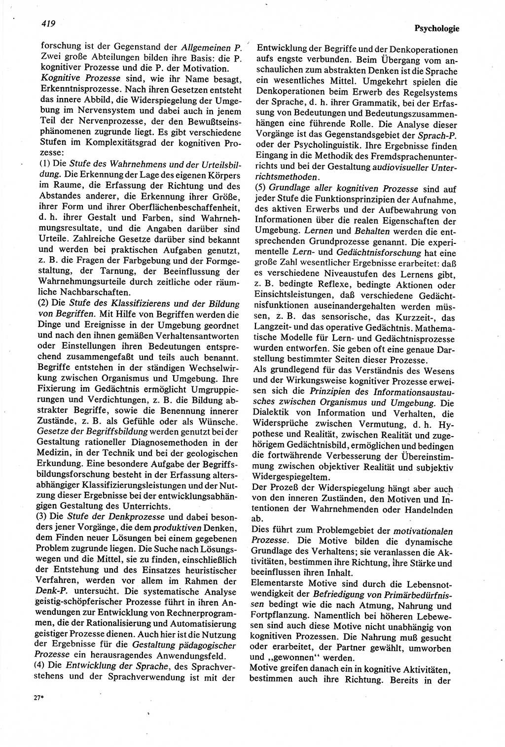 Wörterbuch der Psychologie [Deutsche Demokratische Republik (DDR)] 1976, Seite 419 (Wb. Psych. DDR 1976, S. 419)