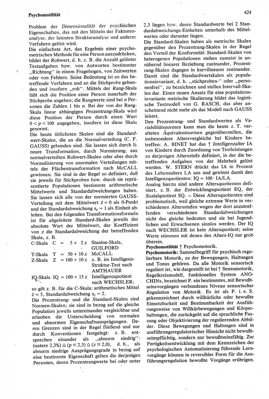 Wörterbuch der Psychologie [Deutsche Demokratische Republik (DDR)] 1976, Seite 424 (Wb. Psych. DDR 1976, S. 424)